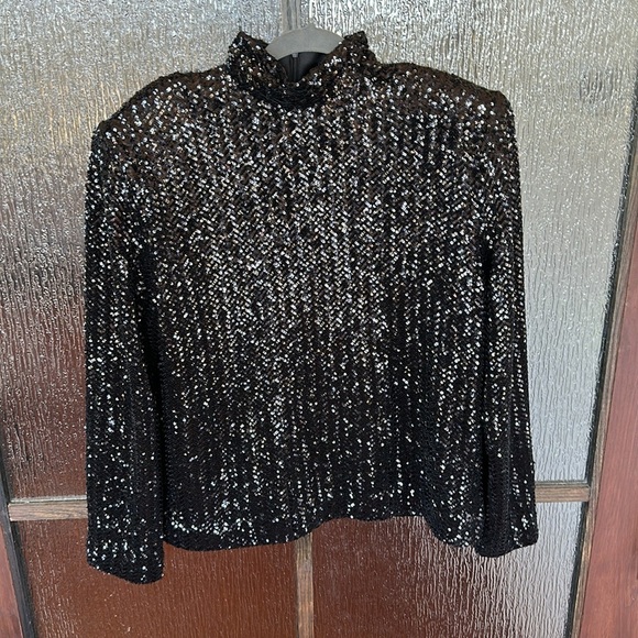 Anine Bing Josephine sequin black top size Medium NWT. - Picture 7 of 11